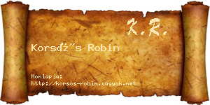 Korsós Robin névjegykártya